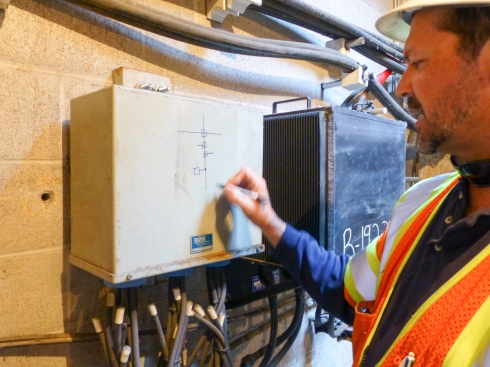 Hidden History: PG&E's Steve Austin keeps direct-current power flowing to San Francisco's legacy DC elevators via lines such as these under San Francisco's SOMA district